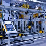 Industrijska mašina sa vidljivim upravljačkim panelom.